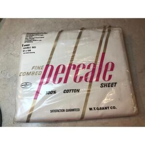 Vintage double flat white sheet from Grant Maid/wt grant 100% cotton. 81x108.